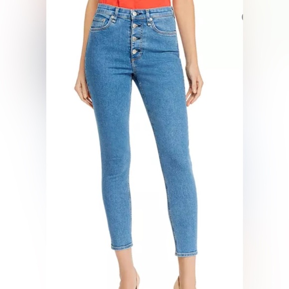 Rag & Bone Nina High Rise Ankle Skinny Jeans Denim Button Fly Size 30 Inseam 26 - Picture 2 of 16